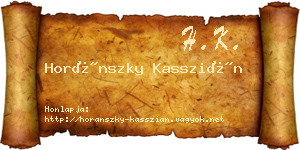Horánszky Kasszián névjegykártya